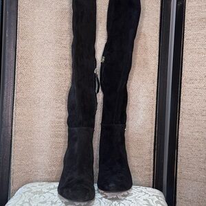 Chic Black DKNY Suede Knee-High Boots
